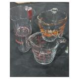 Fire king, anchor glass measuring cups various