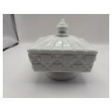 Westmoreland milk, glass, candy dish, pattern is