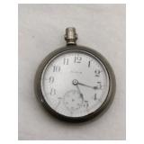 Elgin open face pocket watch faded Purdue train