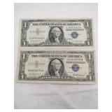 2 1957 blue seal silver certificates