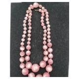 Vintage pink beaded 2 tier necklace 1 strand came