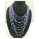 Blue and purple multi strand beaded necklace