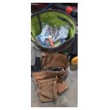 Tool bag , belt , and Caster cups, nails and