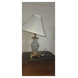 Small swivel stand with brass base crystal lamp