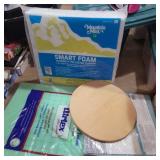 3 high density foam squares and round wood 17in
