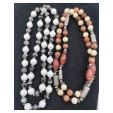 Brown / silver and black / white beaded necklace