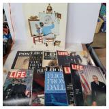 Norman rockwell book and 9 magazines about
