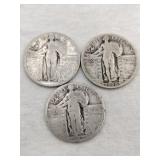 3 standing liberty quarters