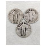 3 standing liberty quarters