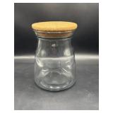 8" clear glass storage jar with cork lid