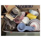 Variety of measuring cups metal, ceramic, plastic