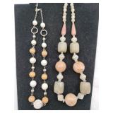 white and tan Brown beaded necklace