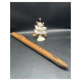 Handmade wooden flute 23" and seashell ship