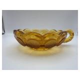 Amber coin and dot small serving dish.