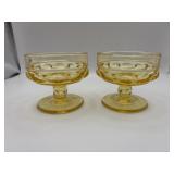 Two vintage yellow glass, dessert, dishes, king