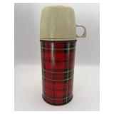 Plaid metal vacuum King-Seeley thermos 8 inches