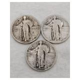 3 standing liberty quarters