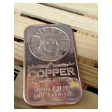 1 OUNCE .999 FINE COPPER BAR STATUE OF  LIBERTY