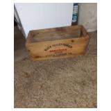 A VERY NICE OLD WOODEN BLACK POWDER CRATE FROM