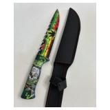 12-1/2 in Reggae Skull hunting knife with sheath