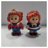 Cermanic raggedy Ann and Andy figures 7in tall