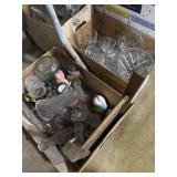 Clear glass vases, stemware, etc., washboard, and