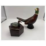Avon pheasant cologne bottle, plastic duck manï¿½s