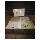 Group of original cartoon drawings by Lafayette