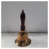 Brass bell with wood handle 9in tall