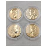4 gold tone presidential medallions