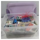 Christmas buttons, charms, and thread in