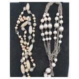 Silver and white beaded necklace