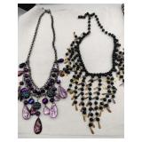 Purple and black and gold dangle necklaces