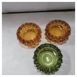 3 Fenton hobnail ashtrays 3.5in diameter