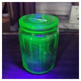 Uv green depression canister 6in tall