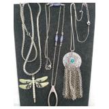 3 silver tone necklaces