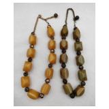 Yellow and green large beaded necklaces