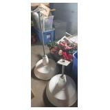 2 industrial hanging light fixtures