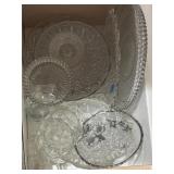Variety of clear glass platters, bowls, etc.