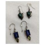 native American dangle earrings bluestone and