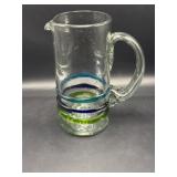 hand-blown recycled art glass pitcher