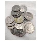 20 Kennedy half dollars mixed years