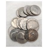 14 Kennedy half dollars mixed years