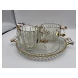 Jeanette glass company serving tray with creamer