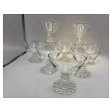 Eight dessert glasses 3 1/2 inches tall.
