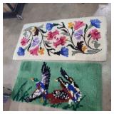 2 handmade rugs ducks and flowers 52in x 26in and