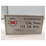 USA  CAL 9 mm 115 gr Ball 50 rounds