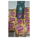 Pound + of Starbucks ground coffee & 12 snack