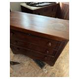 Vintage wooden 3 drawer dresser on wheels