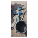 Sbow shovel , plant pot , brooms and sledge